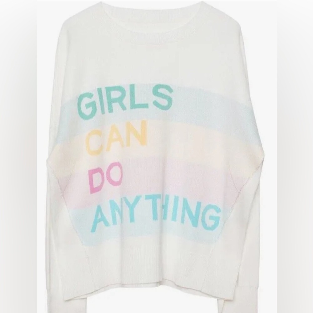 Zadig & Voltaire Women XS Girls Can Do Anything Cotton Sweater NWOT